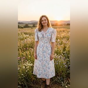 Vintage 70’s Dress Florals Women’s Size Medium Sailor Collar No Tags (read)